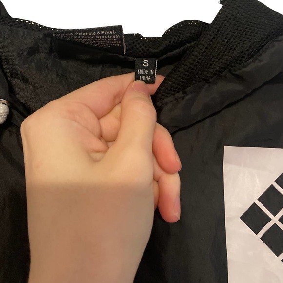 Polaroid Black Full Zip Windbreaker Full Zip Hooded Jacket Size Small - Picture 4 of 8